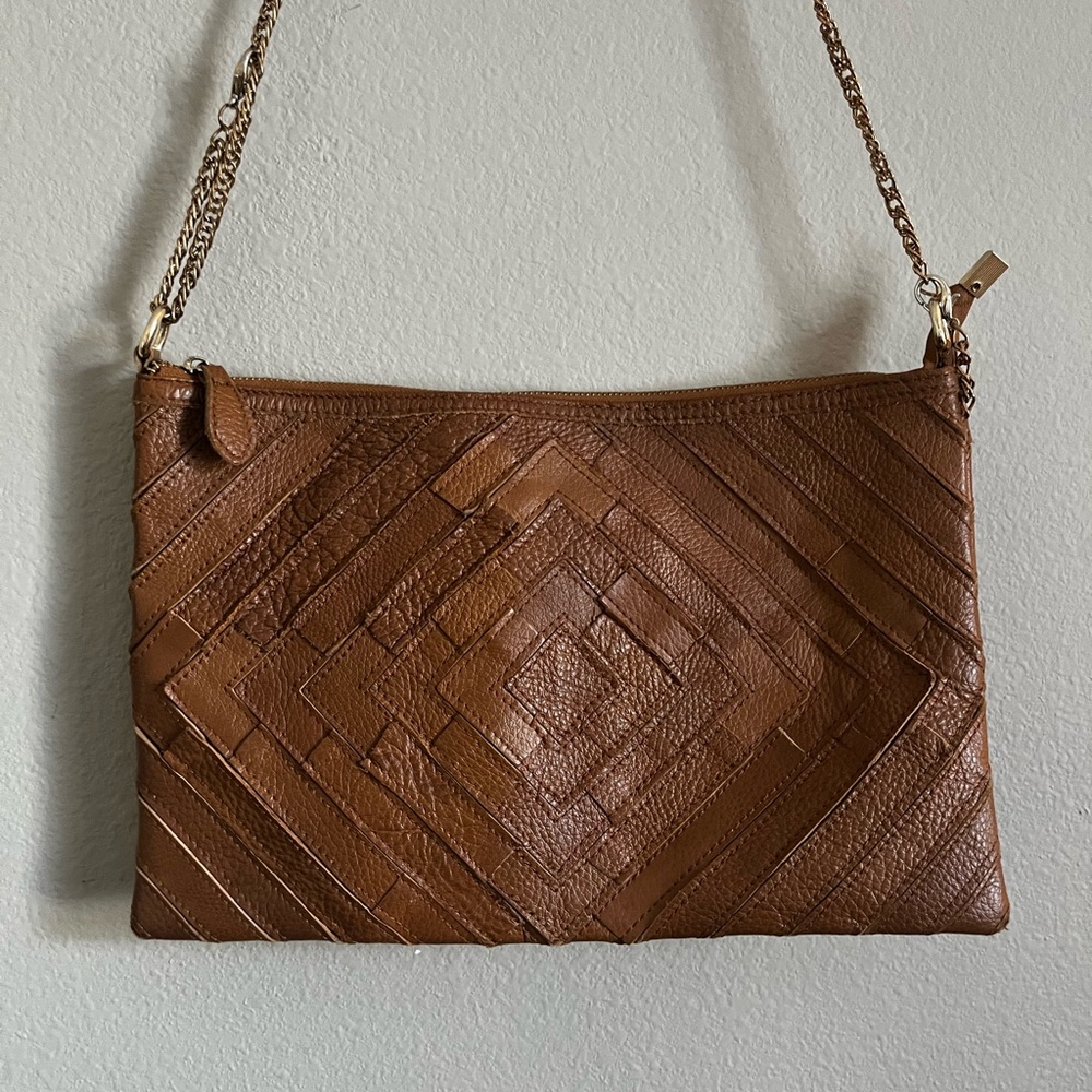 Culture Riot brown crossbody purse with‎ diamond-shaped patchwork detailing - Picture 2 of 8